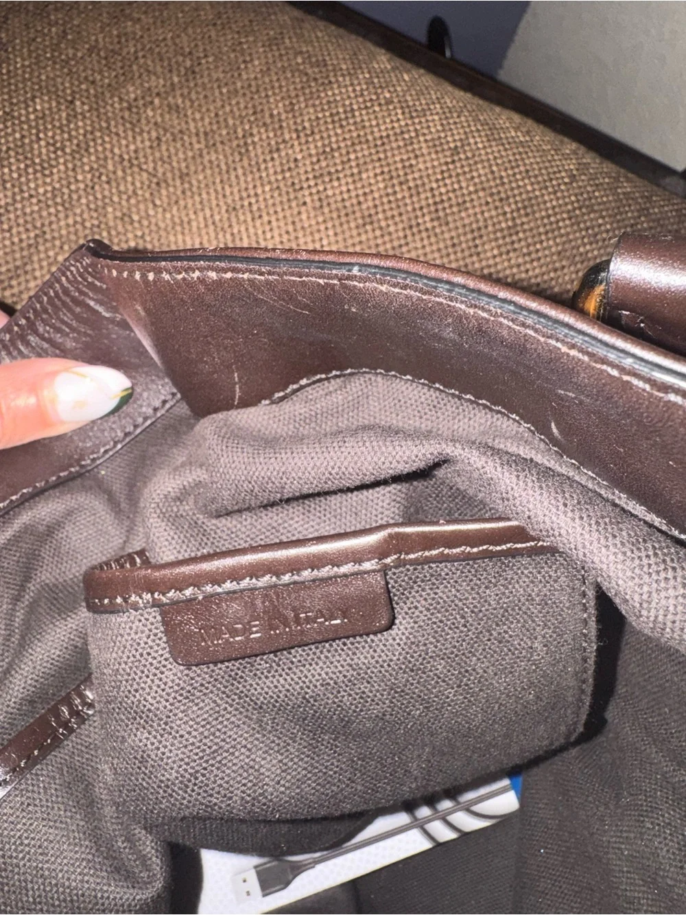 Burberry Beige Plaid Tote with Dark Brown Trim